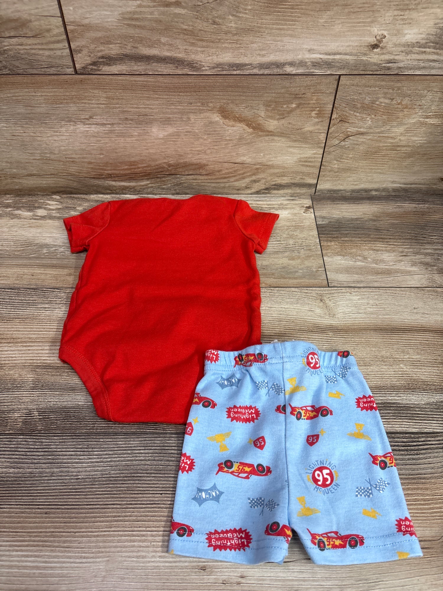 Disney Baby 2pc Cars Bodysuit & Shorts Set Red sz 3/6m