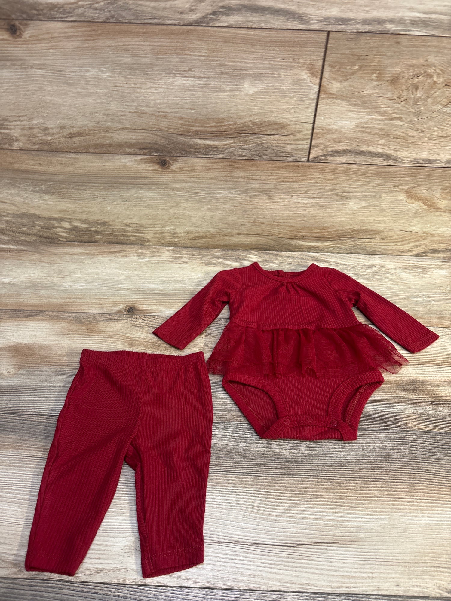 Carter's 2pc Skirted Ribbed Bodysuit & Pants Set Red sz 3m