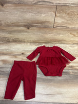 Carter's 2pc Skirted Ribbed Bodysuit & Pants Set Red sz 3m