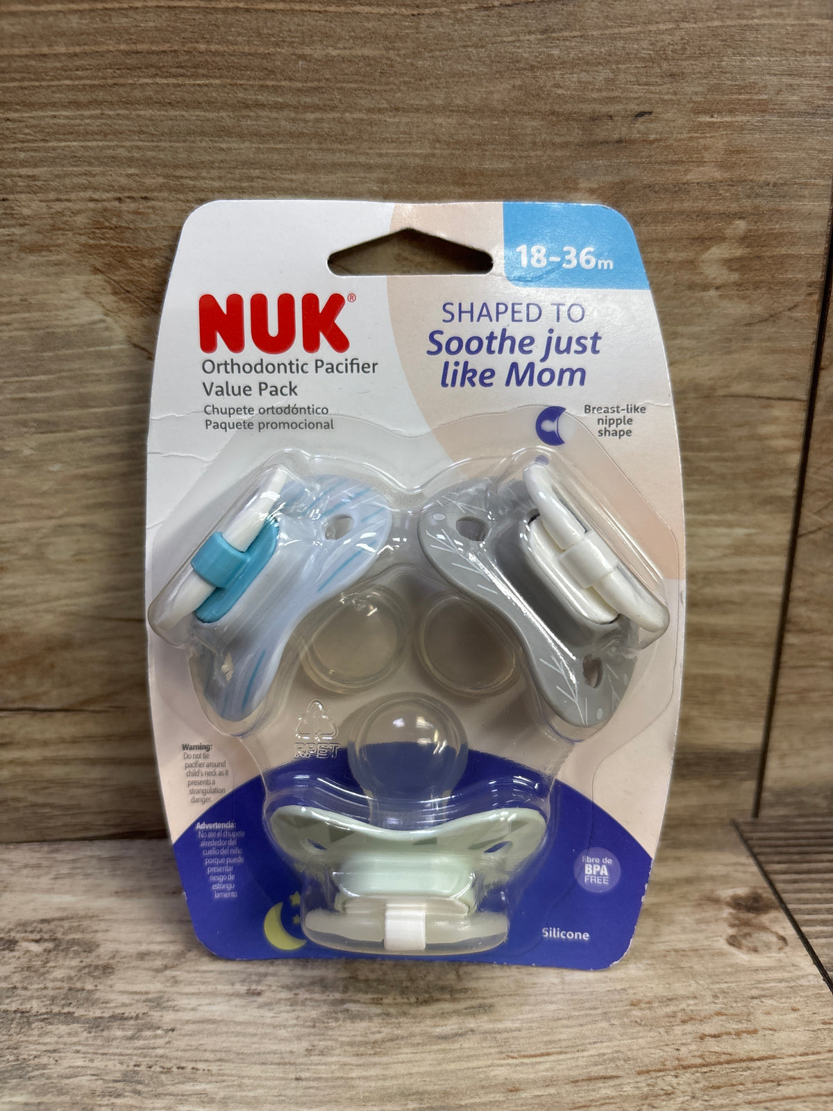 NEW NUK 3pk Orthodontic Pacifiers, Glow-in-the-Dark 18-36m