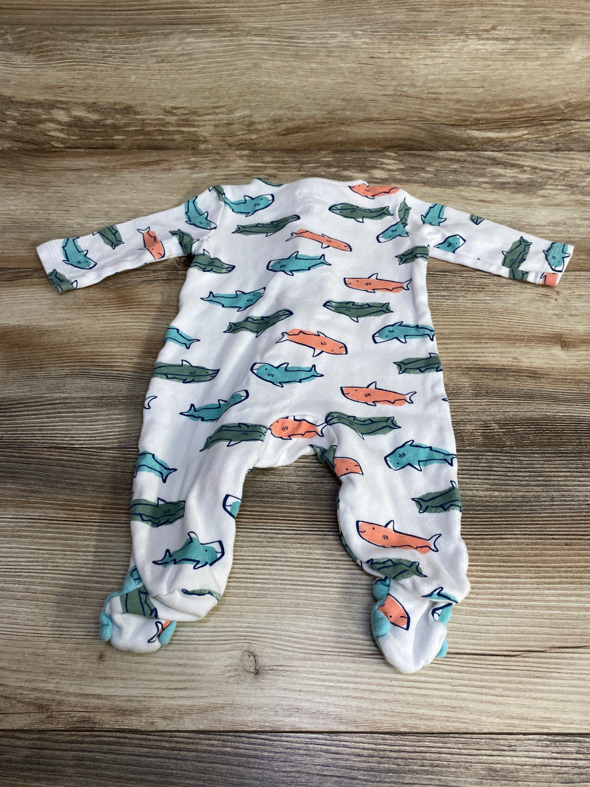 Just One You Shark Print Sleeper White sz 3m