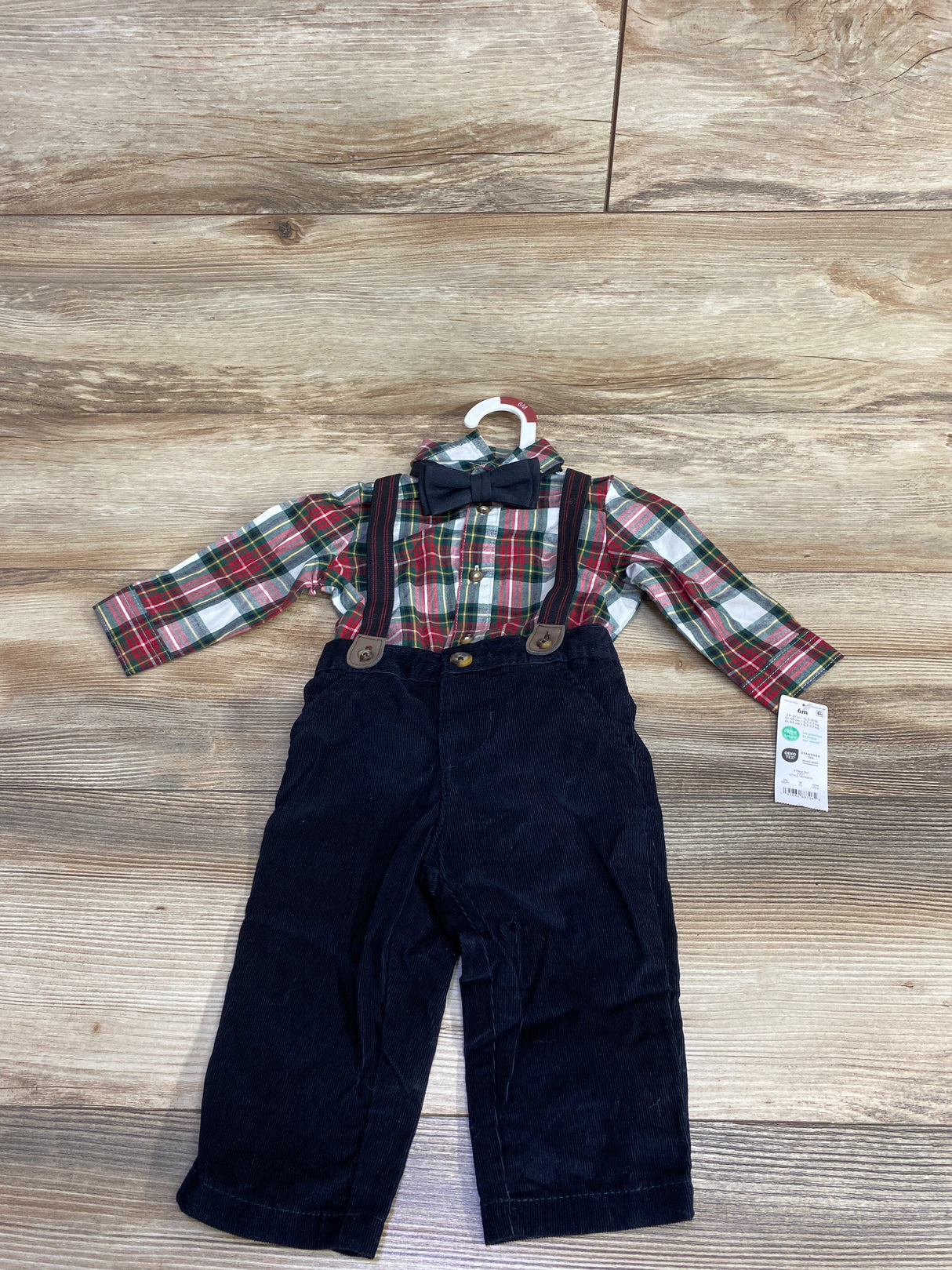 NEW Just One You 4pc Plaid Suspender Set White sz 6m