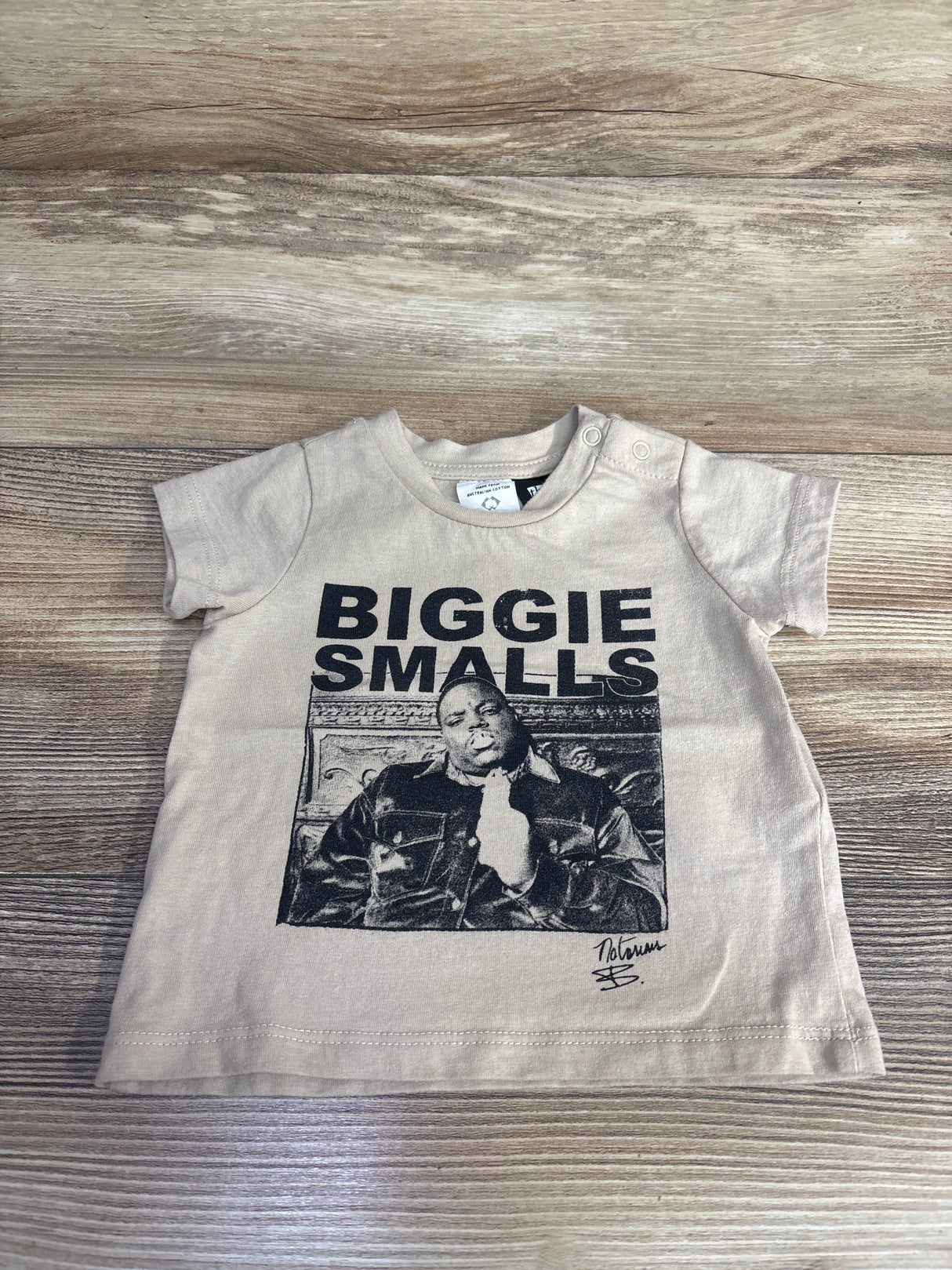 Cotton On Baby Biggie Smalls Shirt Tan sz 0-3m