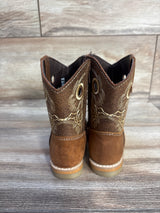 White Diamond Kid's Square Toe Rodeo Boots Brown sz 7.5c