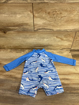Little Me Shark 1pc Rashguard Swimsuit Blue sz 6-9m