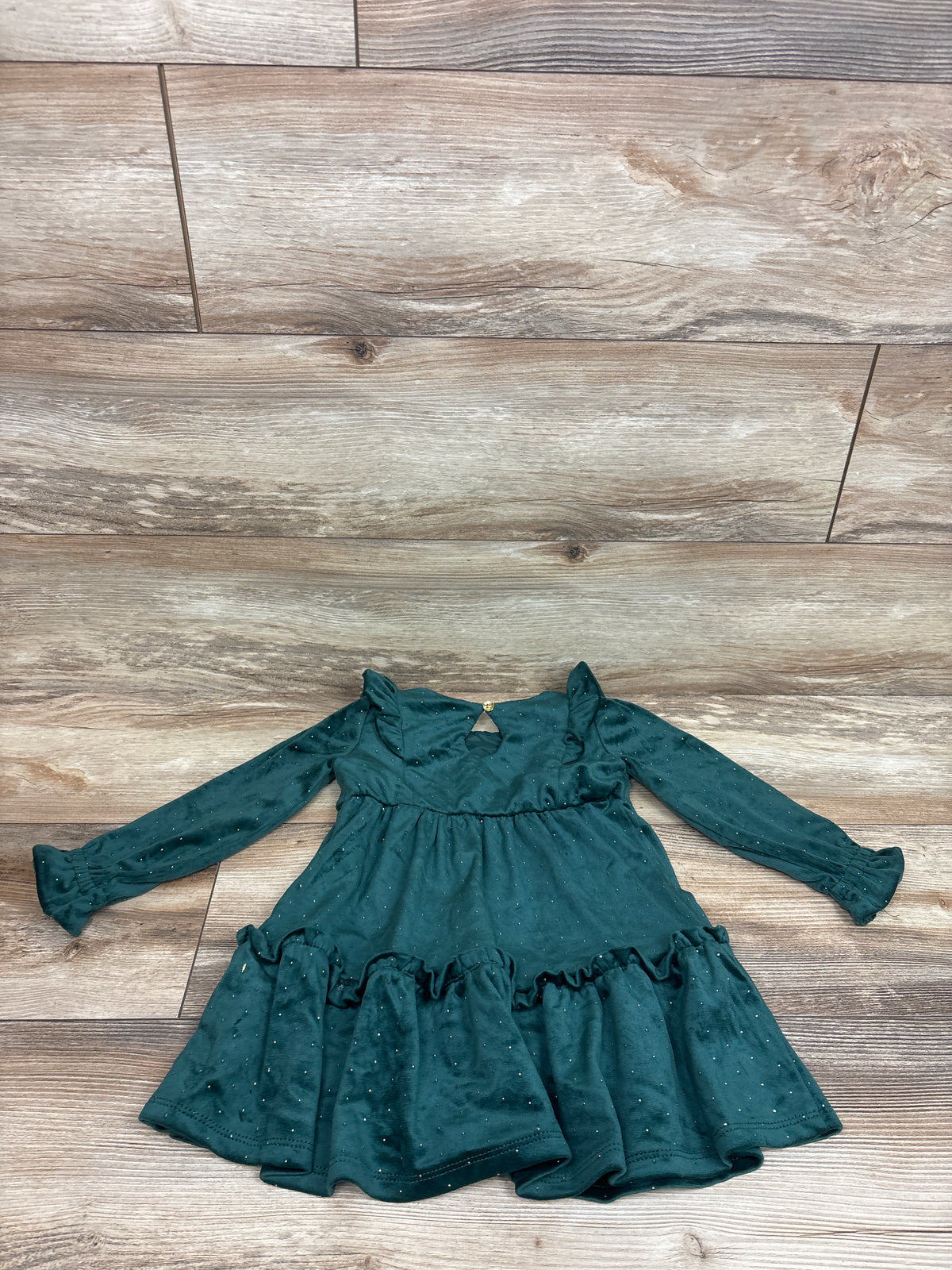 Tahari Long Sleeve Velvet Dress Green sz 2T