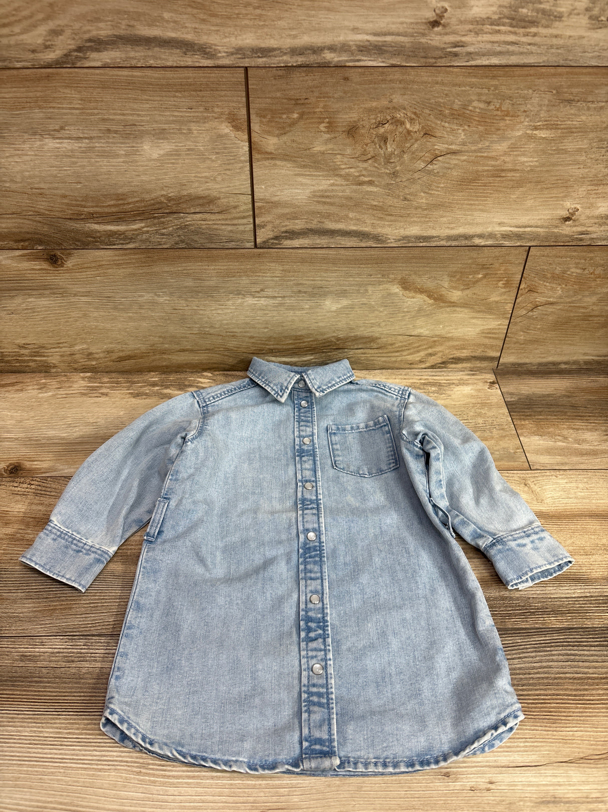 H&M Denim Long Sleeve Button Dress Blue sz 2T