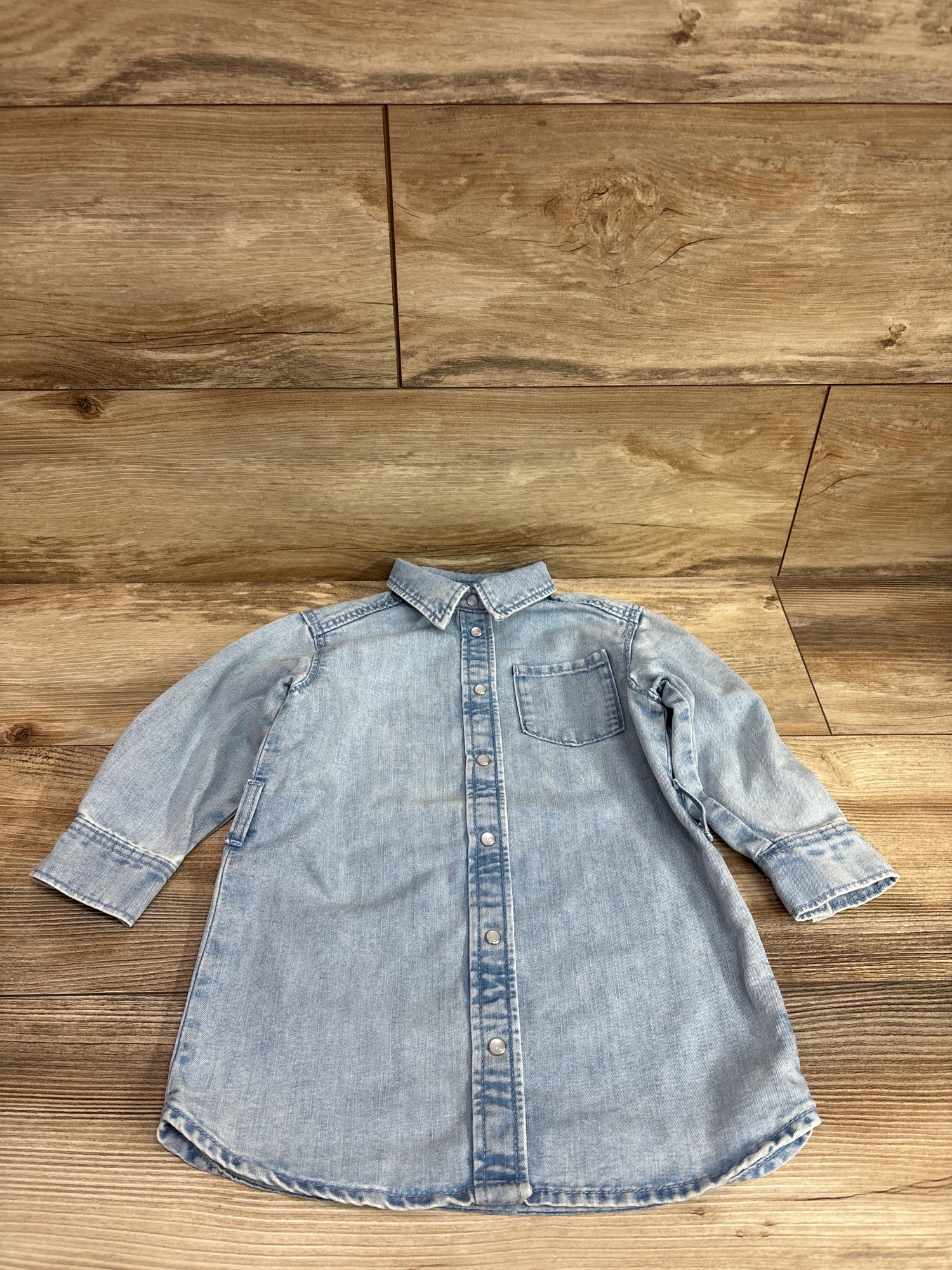 H&M Denim Long Sleeve Button Dress Blue sz 2T