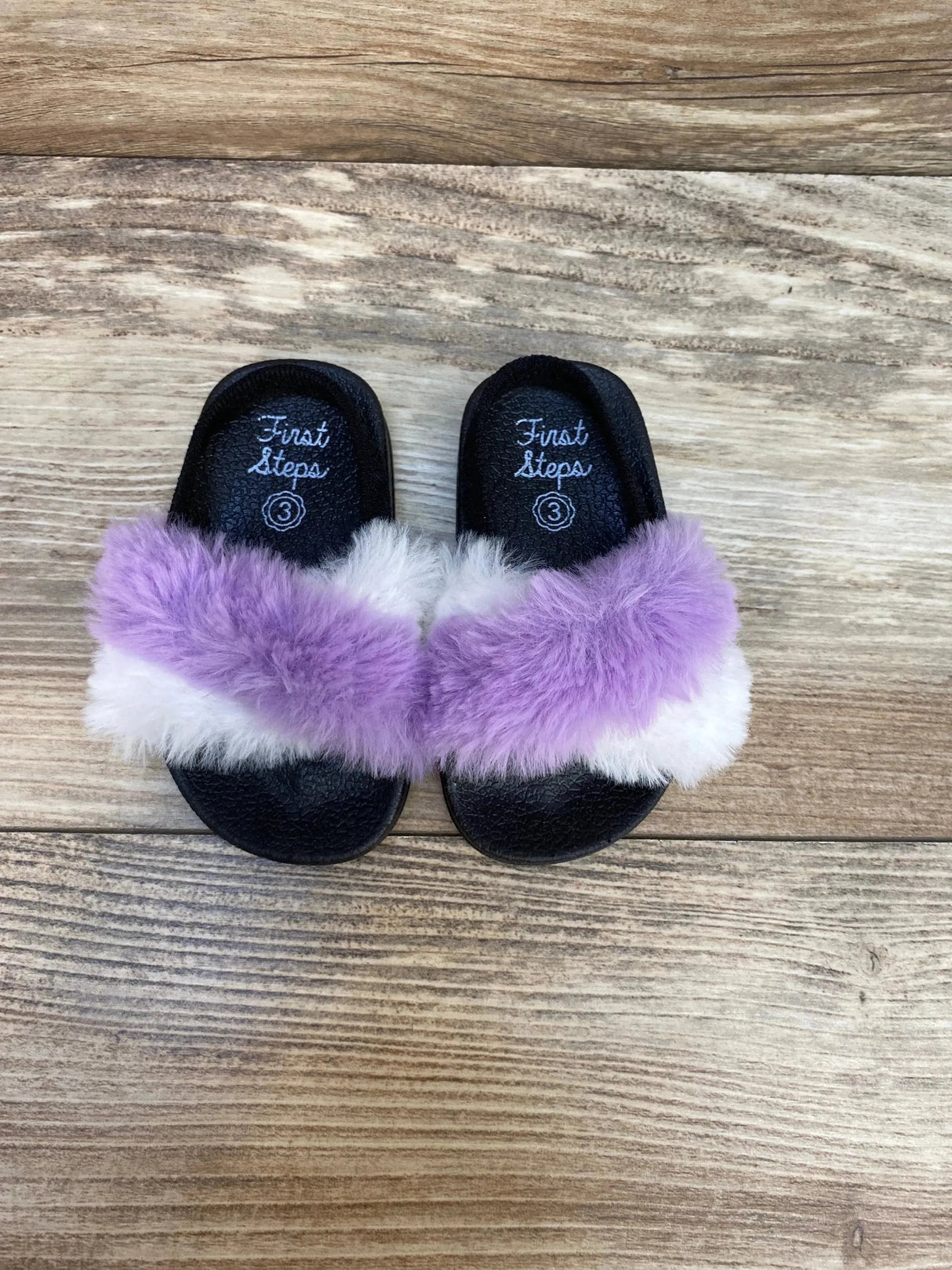 First Steps Fur Slides Black sz 3c