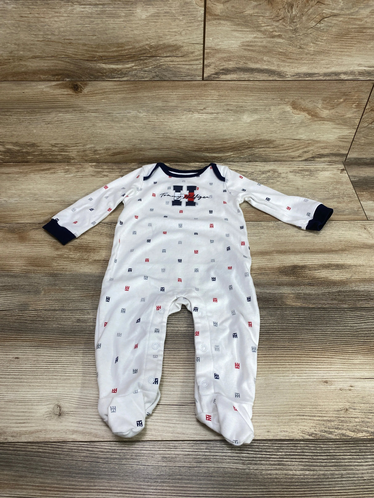 Tommy Hilfiger Logo Footed Coverall White sz 6-9m