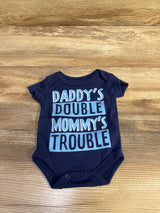 BWA Daddy's Double Mommy's Trouble Bodysuit Navy sz Newborn