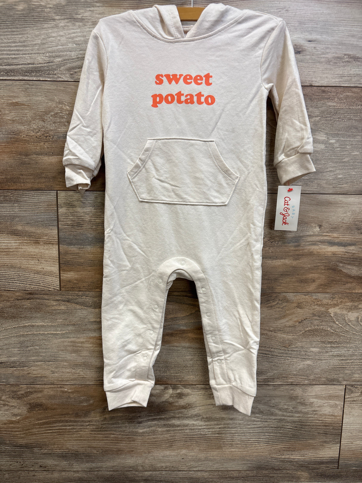 NEW Cat & Jack Sweet Potato Hooded Romper Beige sz 18m