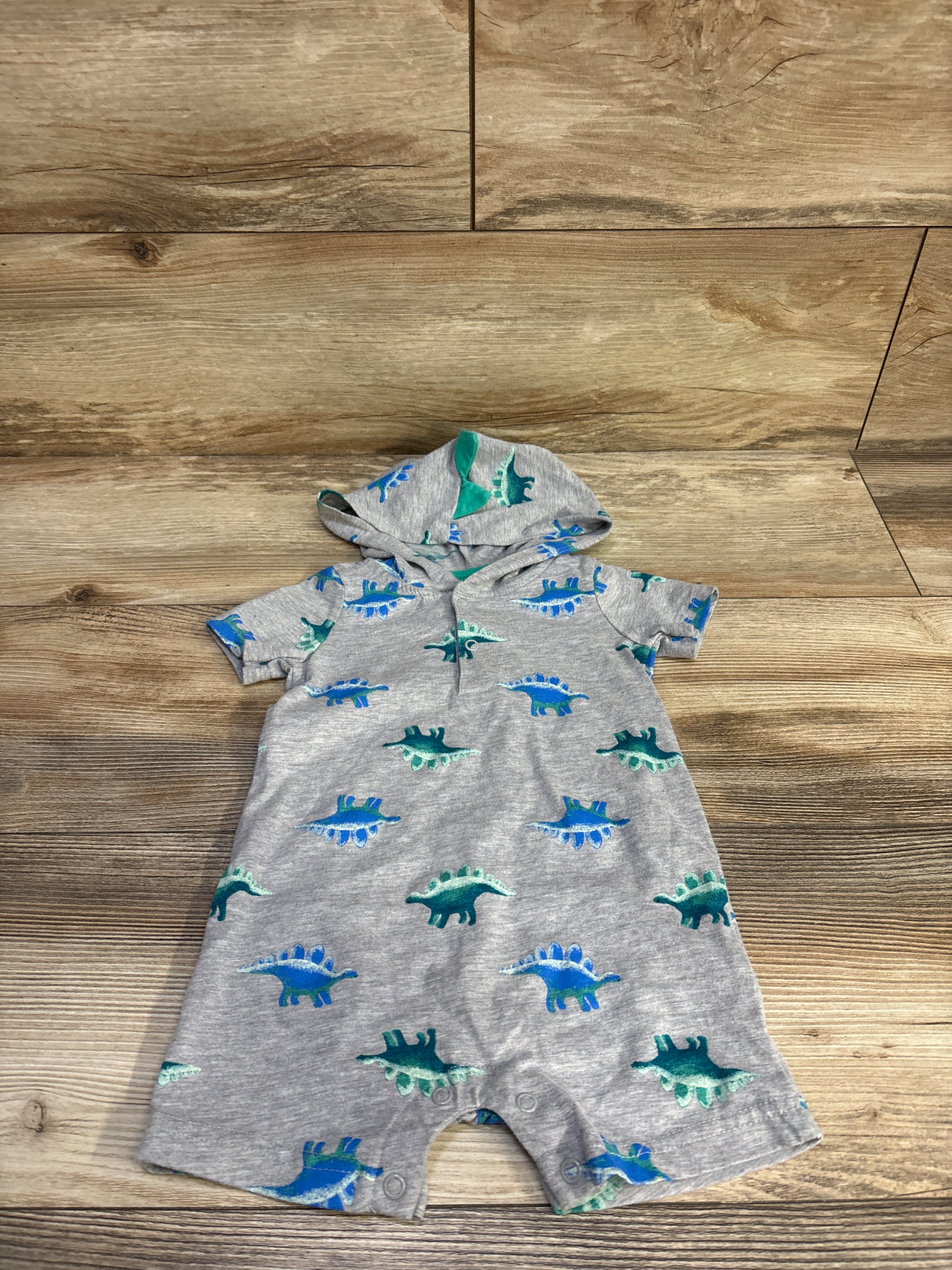 Child Of Mine Hooded Henley Shortie Romper Grey sz 12m