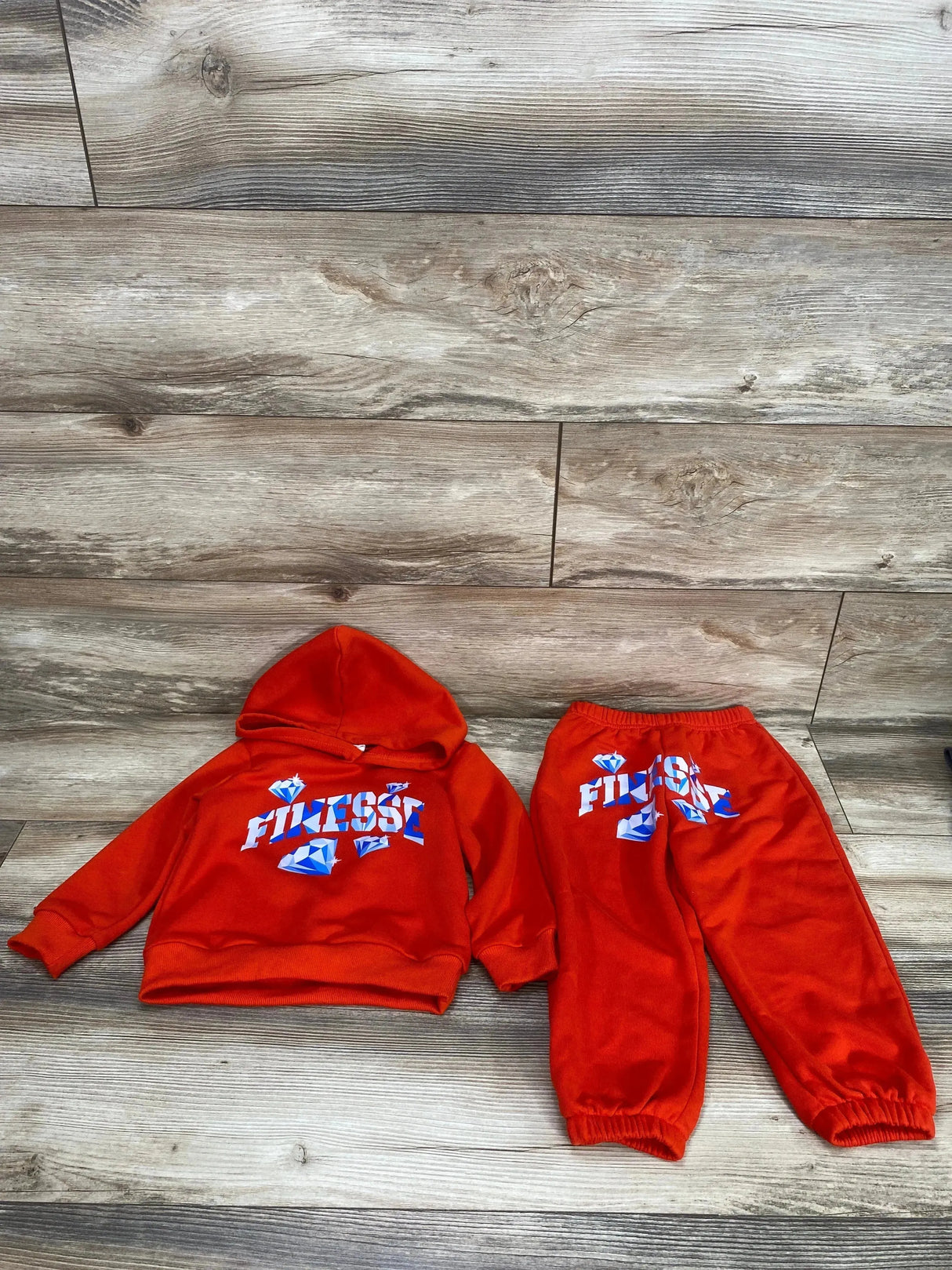 Shein Red Hoodie & Jogger Set Finesse sz 2-3T