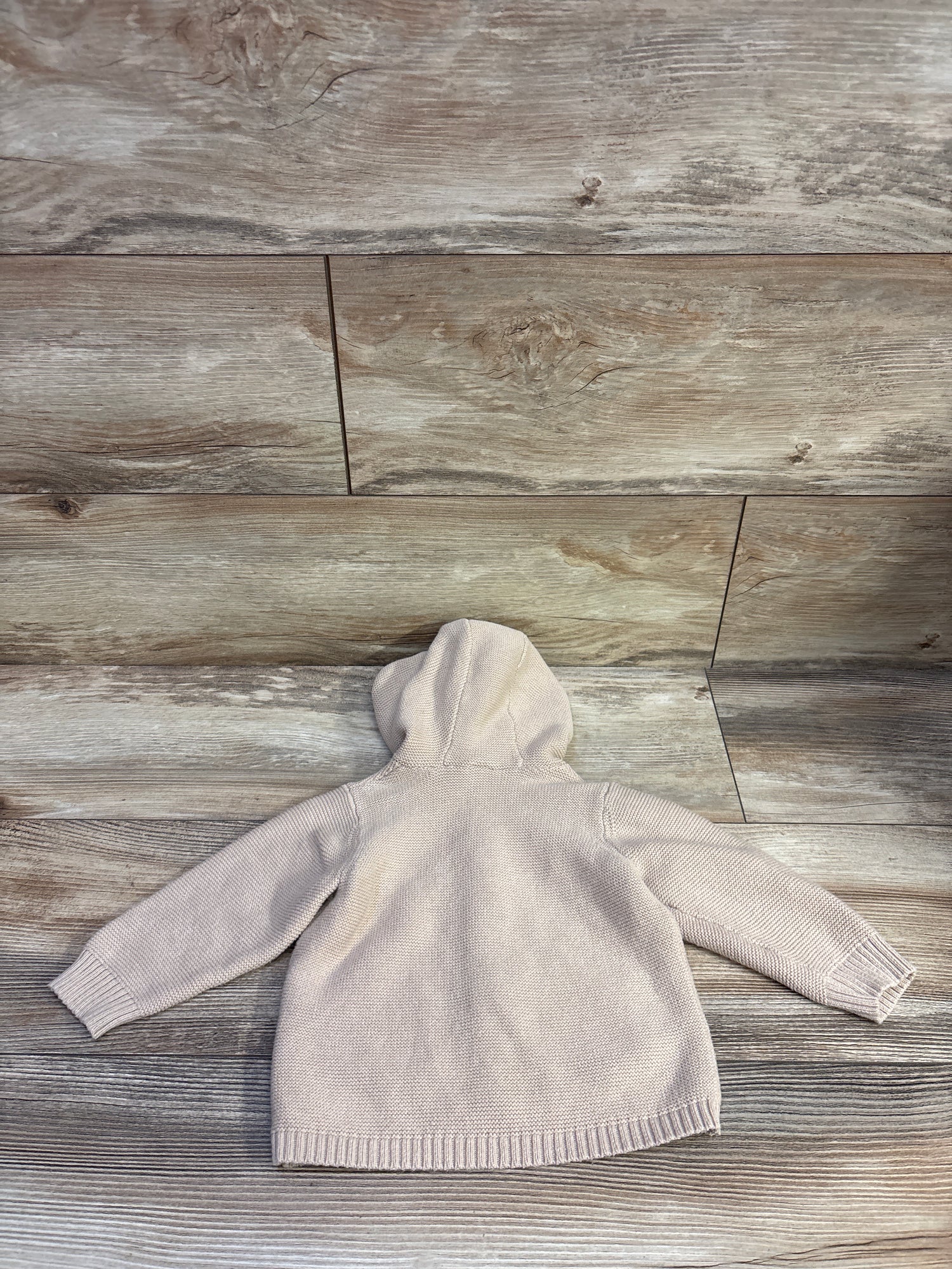 H&M Garter-Stitch Knit Hooded Cardigan Tan sz 6m