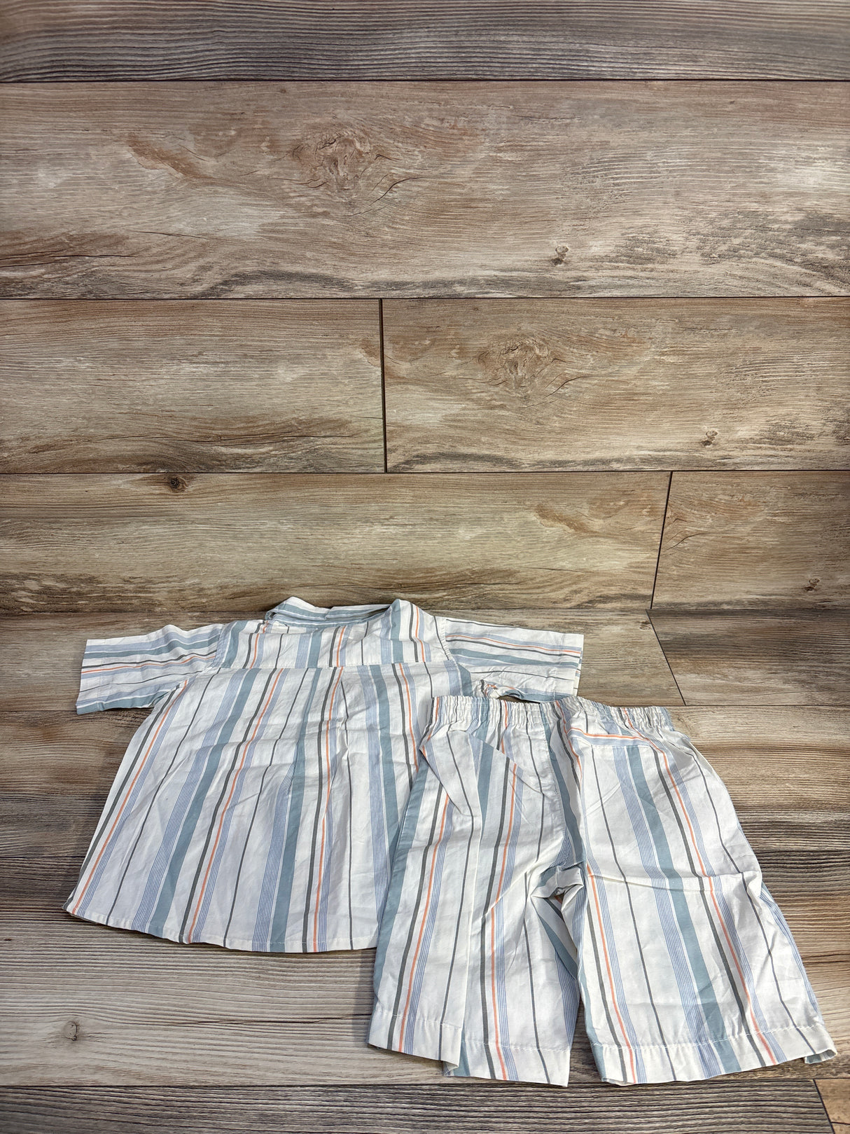 Alex & Jack 2pc Striped Button-Up Shirt & Shorts Set Ivory sz 5T