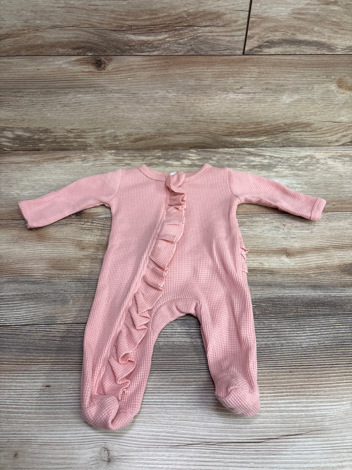 Weebloom Waffle Knit Ruffle Footie Sleeper Pink sz Newborn
