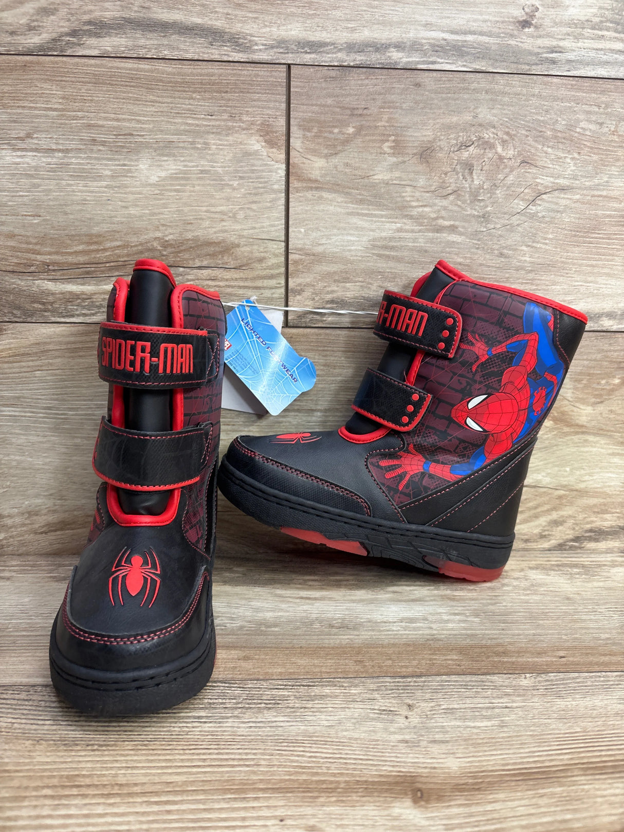 NEW Marvel Spider-Man Light-Up Winter Boots Black sz 1Y