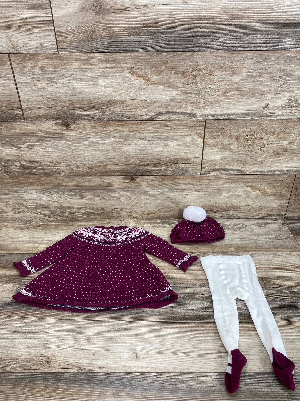 Max Studio 3pc Fair Isle Knit Sweater Dress Set Purple sz 3-6m