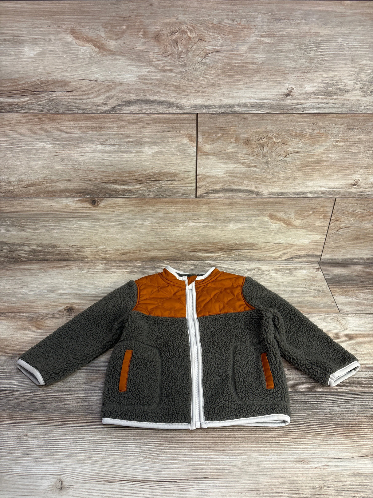 Old Navy Sherpa Quilted Full Zip Jacket Green sz 18-24m