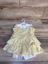 NEW Mini Hop 4pc Layered Peplum Top, Ribbed Bodysuit, & Shorts Set Yellow sz 18m