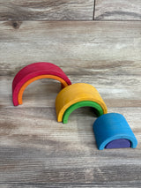 Grimm's Spiel & Holz Wooden Rainbow Tunnel Stacker - 6pc