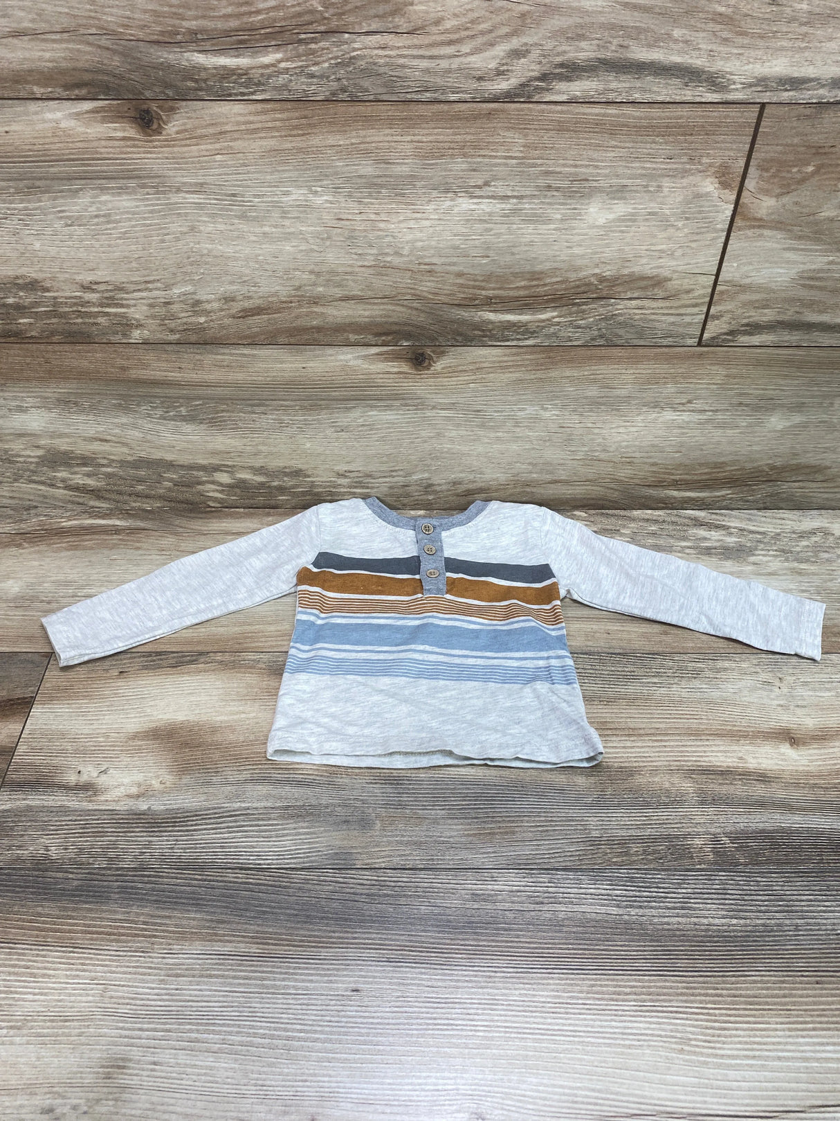 Little Lad Henley Striped Shirt Grey sz 12m