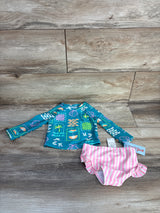 NEW Cat & Jack Rashguard Tankini Set Swimsuit Seafoam sz 12m