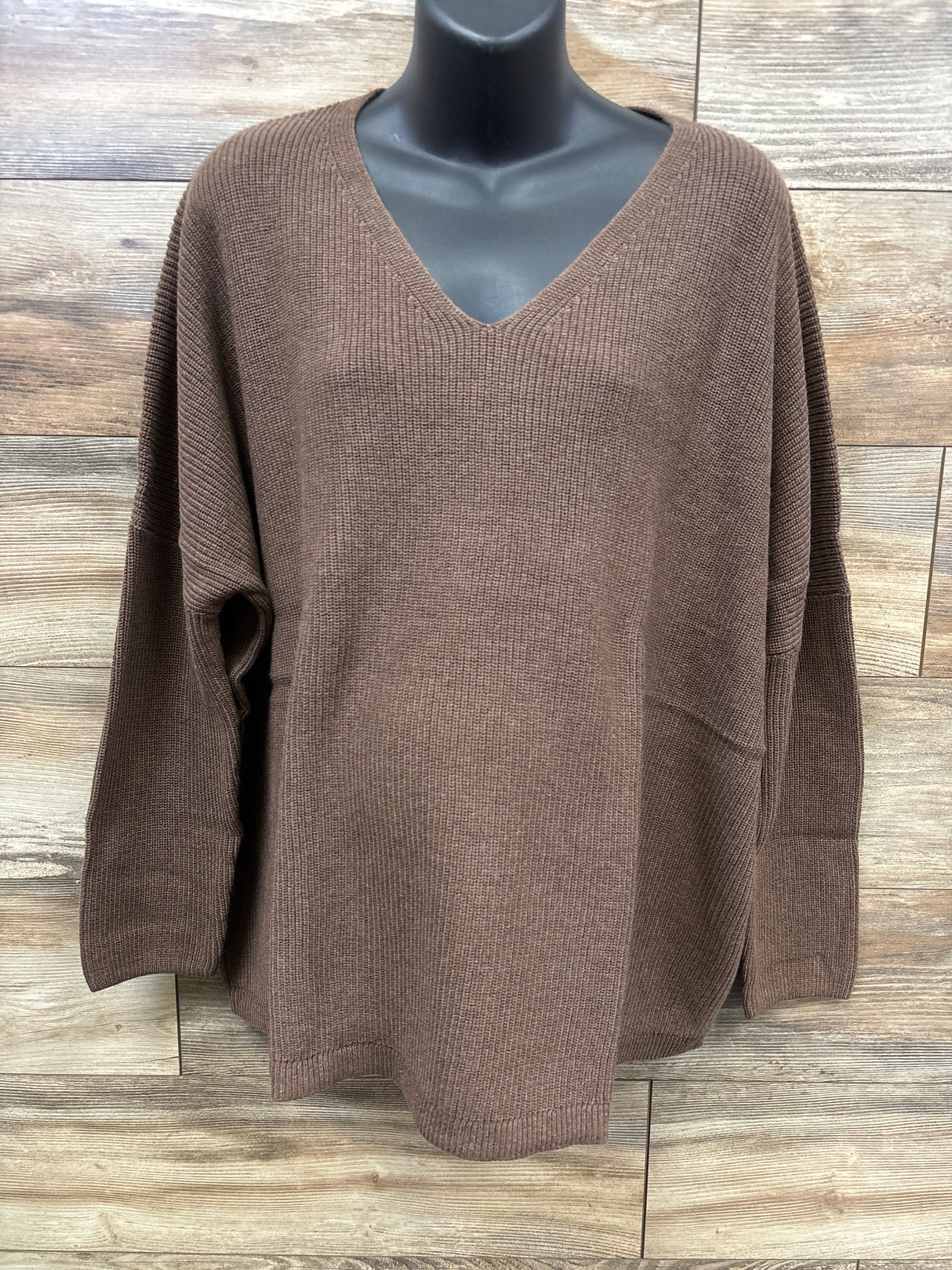 NWOT Gap Maternity V-Neck Sweater in Cozy Brown sz Large