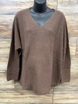 NWOT Gap Maternity V-Neck Sweater in Cozy Brown sz Large
