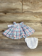 NEW Just One You 2pc Plaid Dress & Bloomers White sz Newborn