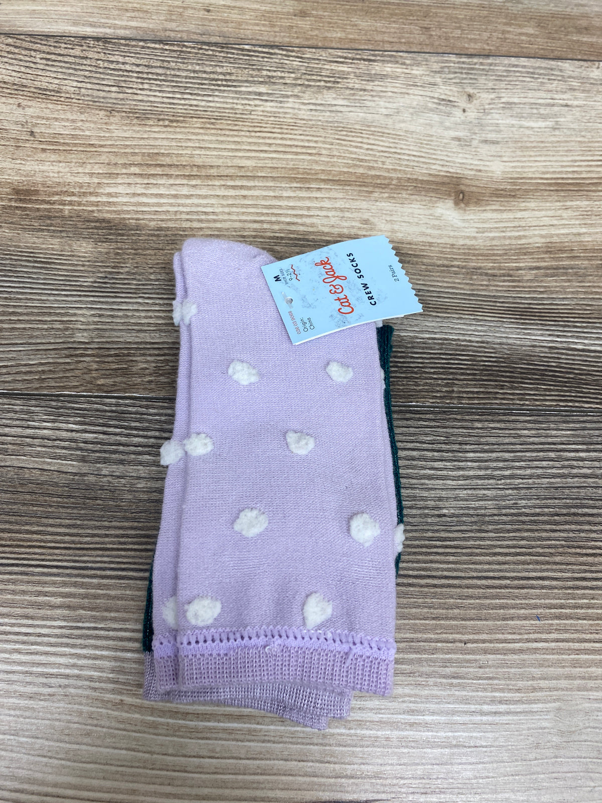 NEW Cat & Jack Crew Socks 2pk Purple/Green sz Medium 9c-2.5Y