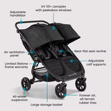 NEW Baby Jogger City Mini GT2 Double Stroller - Jet Black