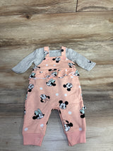 Disney Baby Minnie Mouse Overalls & Long Sleeve Shirt 2pc Grey sz 0-3m