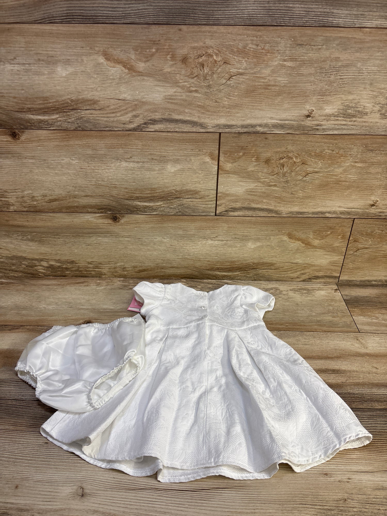 NEW Rare Editions 2pc Floral Bow Dress & Bloomers Set White sz 18m