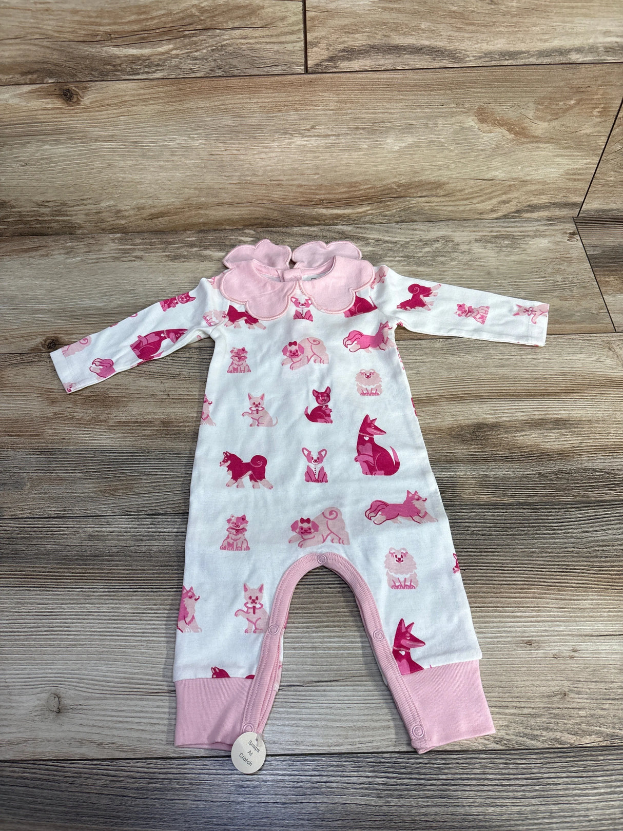 NWOT Monica + Andy Puppy Print Ruffled Coverall White sz 0-3m