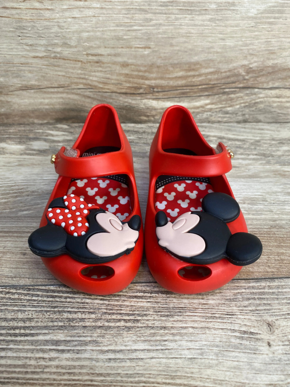 Mini Melissa Ultra Girl Kissing Minnie & Mickey Shoes Red sz 5c