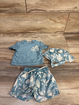 Carter's 3pc Rash Guard, Swim Trunks, & Hat Blue sz Newborn