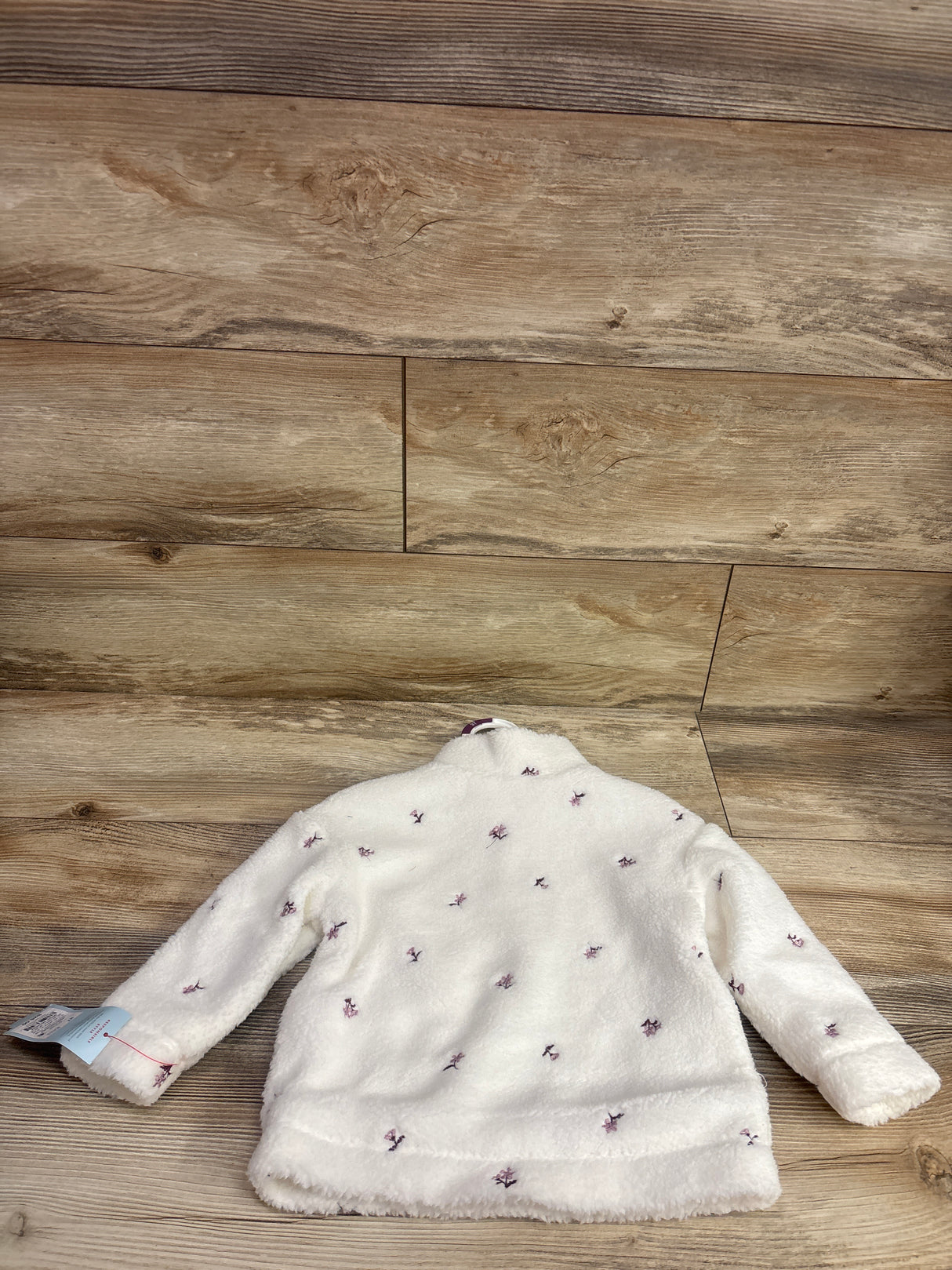 NEW Cat & Jack Embroidered Sherpa Quarter-Zip Jacket White sz 3T