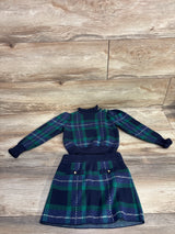 Janie & Jack Tartan Ruffle Sweater & Skirt Set Navy/Green sz 3T