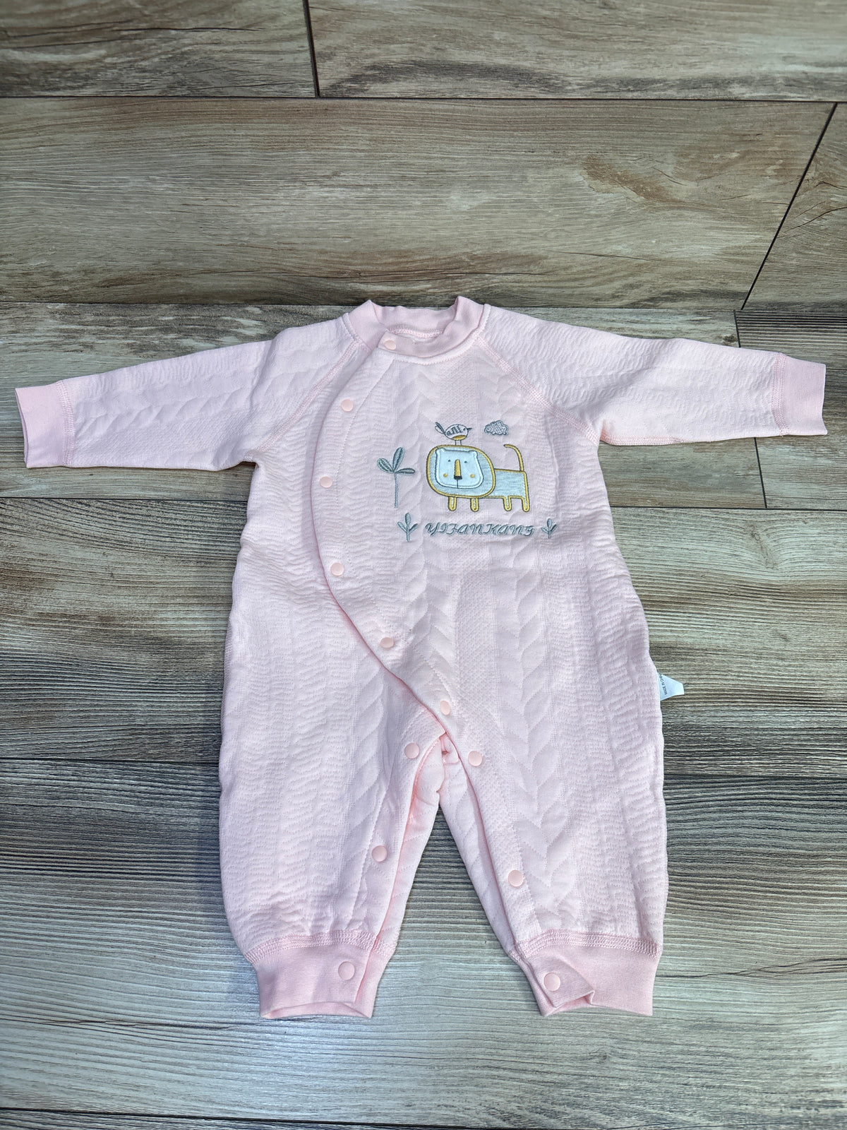 Lion Side Snap Quilted Coverall Pink sz 0-3m