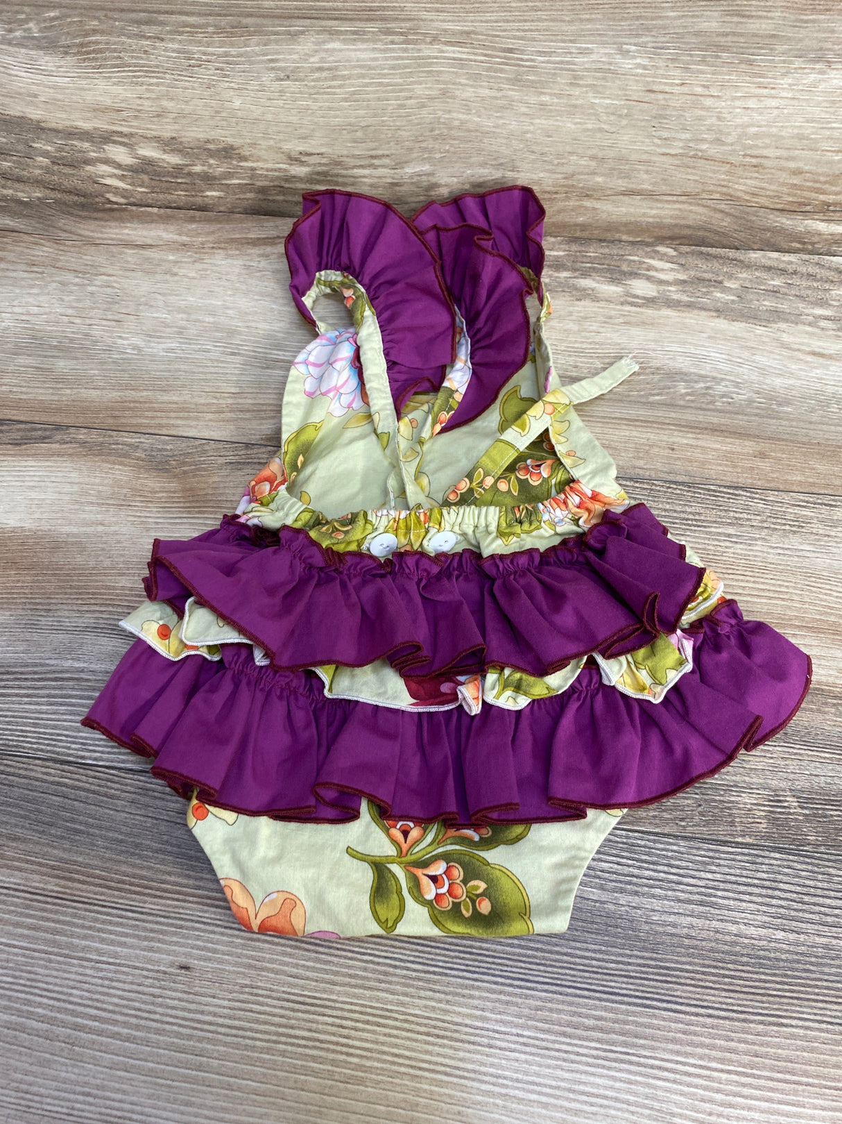 Floral Ruffle Romper Green sz 12m
