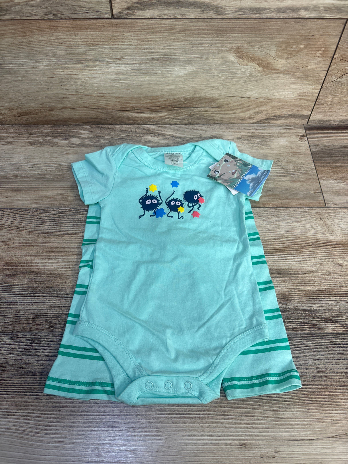 NEW Boxlunch 2pc Studio Ghibli Spirited Away Soot Sprites Bodysuit & pants Set Teal sz 9m