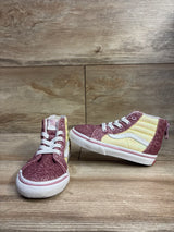 Vans Sk8-Hi Zip Sneakers Pink & Yellow Glitter sz 6c