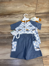 NEW PL Baby 3pc Dinosaur Shirt, Shorts, & Socks Set Blue sz 6m
