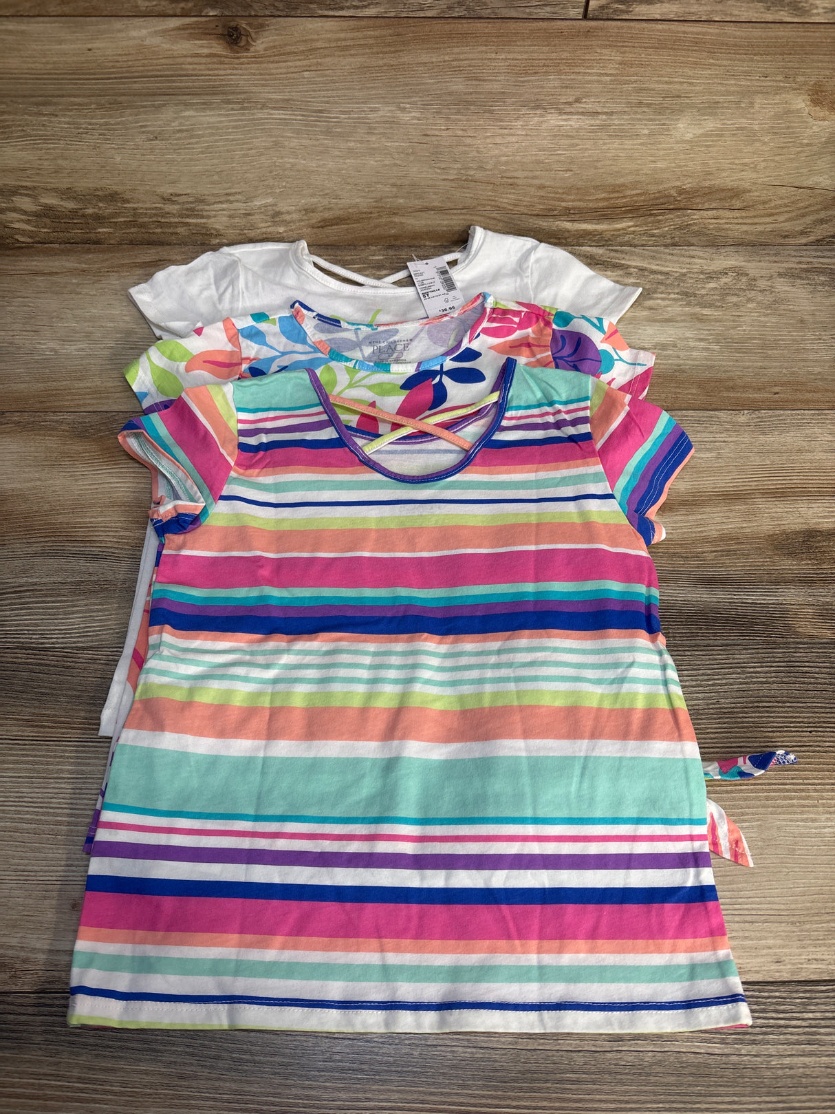 NEW Children's Place 3pk Short Sleeve Shirts White sz 5T