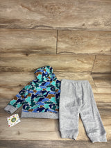 NEW Little Me 2pc Car & Camo Print Pull Over Hoodie & Jogger Set Grey sz 18m