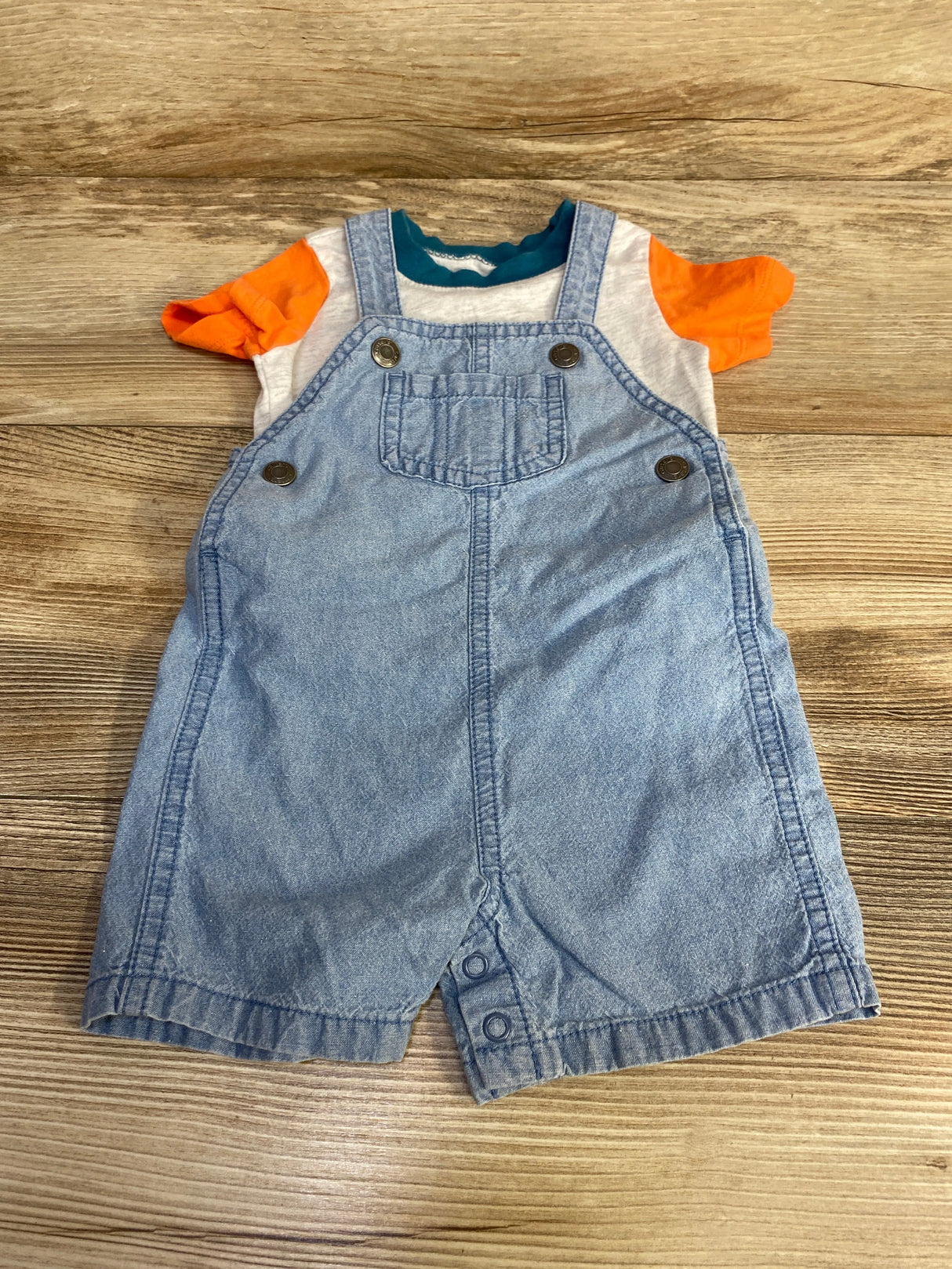Carter's 2pc Shortall Set Orange/Blue sz 6m