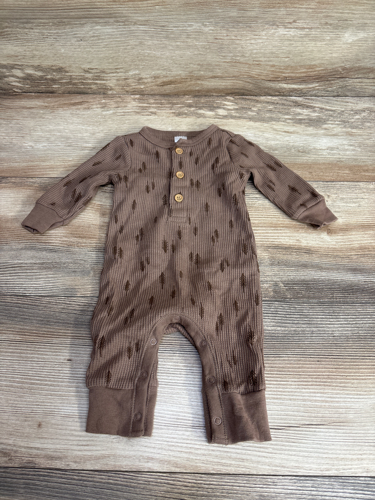 Modern Moments Tree Print Waffle Knit Coverall Brown sz 0-3m