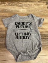 Daddy's Future Lifting Buddy Bodysuit Grey sz 6-12m